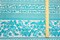 Turquoise-White Nylon Floral Multi Stripe Printed Mesh Lace Knit Fabric By the Yard